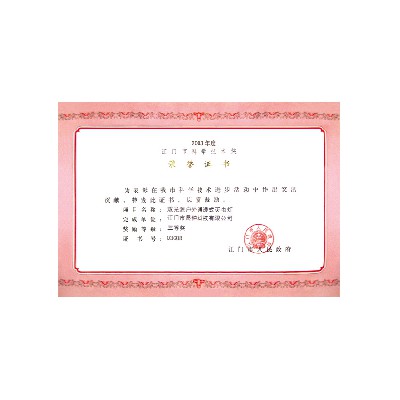 荣誉证书（三等奖）